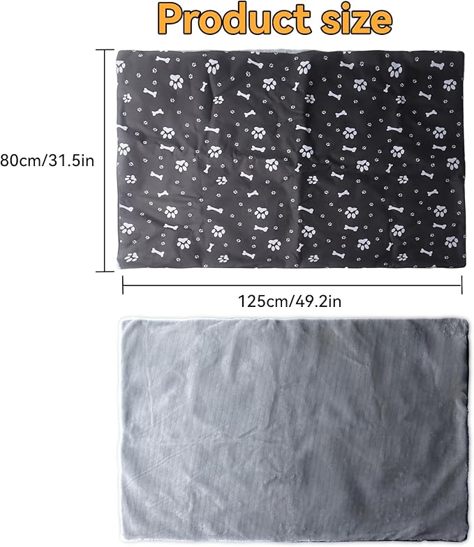 Klmnop Washable Dog Crate Pan Cover, Reversible Cool Side & Warm Side Dog Bed Liner for Pet Crate Pan 49 x 30 Inch, Cover Only(Grey)