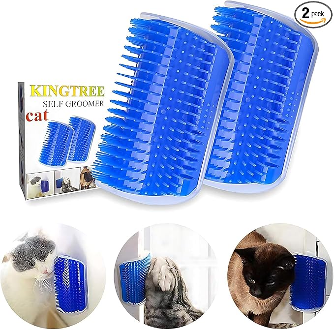 Kingtree Cat Corner Scratcher Self Groomer with Catnip, 2 Pack Softer Cat Face Scratchers Wall Corner Grooming Massage Combs for Long & Short Fur Cats