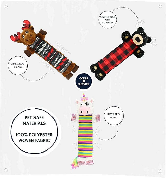 Lazy One Bear Squeaky Dog Toy, Soft Crinkle Toy for Dogs, Durable Fabric for Small, Medium, and Large Breeds