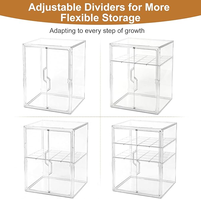 ERTIUANIO Baby Bottle Organizer – 3 Tier Acrylic Bottle Storage Organizer Container, Clear Plastic Bottle Station Organizers Drawers with Double Magnetic Doors for Countertop Kitchen Vanity, Bathroom