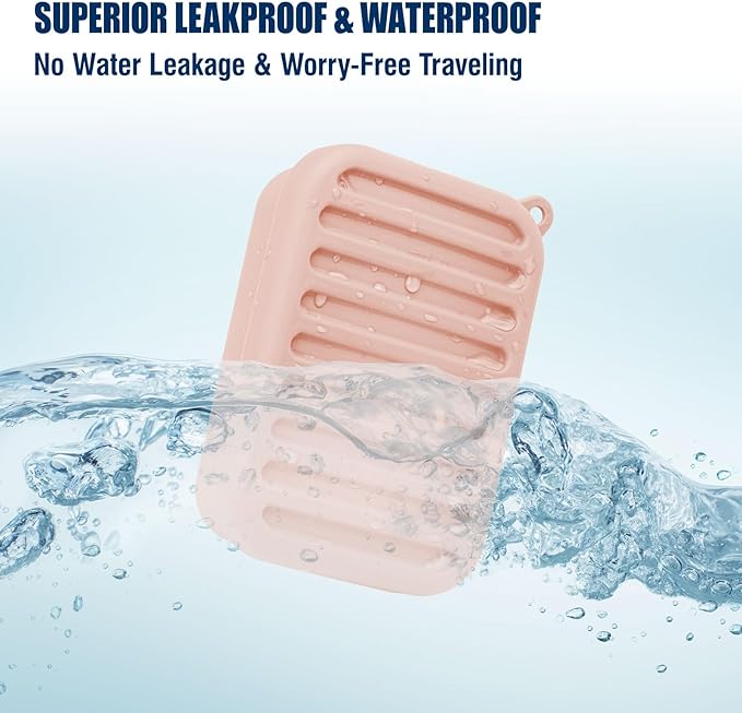 Superior Leak-Proof Silicone Travel Soap Case with Drainage Lid/Layer, Compact Bar Soap Container, Durable Soap Holder for Camping, Gym, and Travel Size Toiletries (Pink)