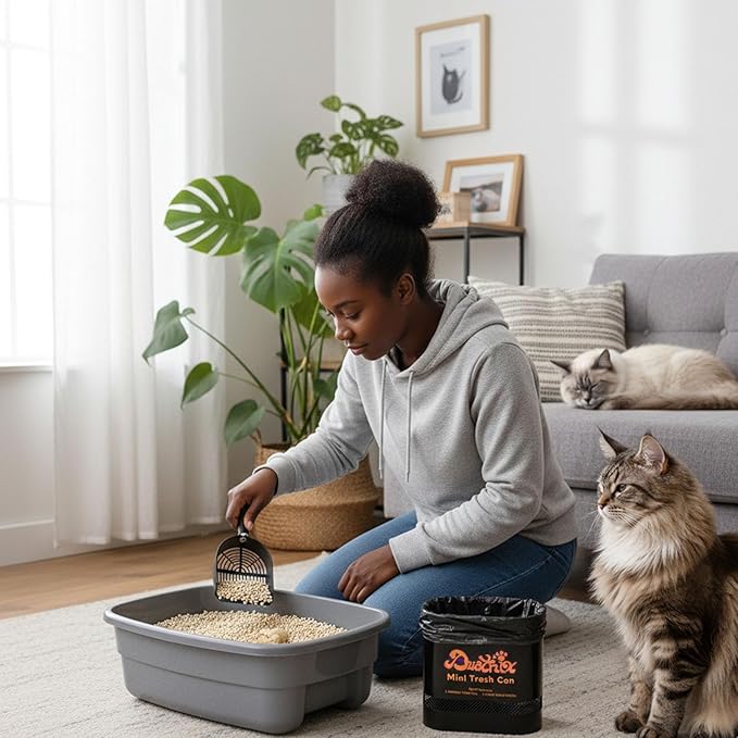 DUSTNIX Universal Metal Cat Litter Scoop Holder – Heavy-Duty Scooper Storage Caddy, Scoop Stand for Kitty Litter Box, Fits Most Cat Litter Scoops Desktop Small Trash Can