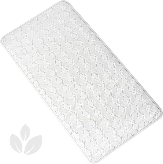 WRISIN Bathtub Mat Non Slip with Suction Cups - 100% Rubber Bathroom Mat Textured for Bath Tub Shower Safety - Soft on Touch - BPA/PVC Free - Pet Dog Bath Mat - Machine Washable - 17 × 35 Inch（White）