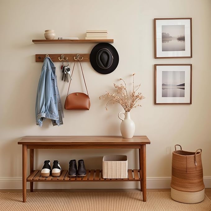 Coat Hooks Wall Hooks for Hanging - 8 Pack Bronze Double Prong Hook Wall Mounted - Great for Living Room, Bedroom, Entryway, Closet for Coat, Bag, Towel, Hat, Key, Cup, Heavy-Duty, Easy to Install