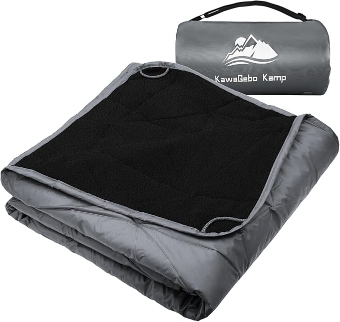 KawaGebo Kamp Outdoor Waterproof Blanket, Foldable Fleece Stadium Blanket for Outdoor Sports Event, Camping, Car, Pet, Picnics - Windproof, Wearable, Machine Washable 80" x 58" (Smoky Gray)