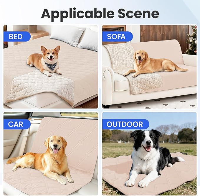 CYCMACO Waterproof Dog Bed Cover Pet Blanket, Soft Couch Cover for Dogs Washable, Non-Slip Dog Blanket Protect Furniture Couch Sofa Car for Puppy Large Dogs Cat (30x70 Inch, Beige)