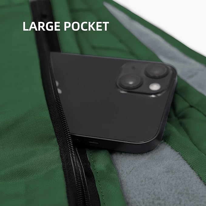 KawaGebo Kamp Outdoor Waterproof Blanket, Foldable Fleece Stadium Blanket for Outdoor Sports Event, Camping, Car, Pet, Picnics - Windproof, Wearable, Machine Washable 80" x 58" (Green,Hooded)
