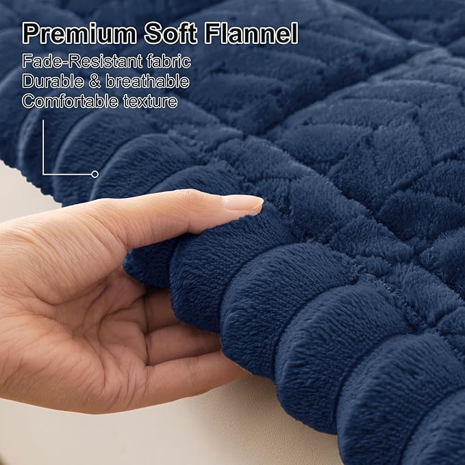 Smiry Non Slip Couch Covers for Dogs, Fuzzy Pet Couch Covers for 4 Cushion Sofa Pet Friendly, Soft Sofa Slipcovers Cushion Furniture Protector Washable (Navy, 27.6" x 95")