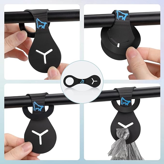 Dog Poop Bag Holder for Leash Waste Bag Carrier Dog Poop Bag Dispenser for Walking Running Bicycle Accessory 4 Pieces (Black + Light Green)