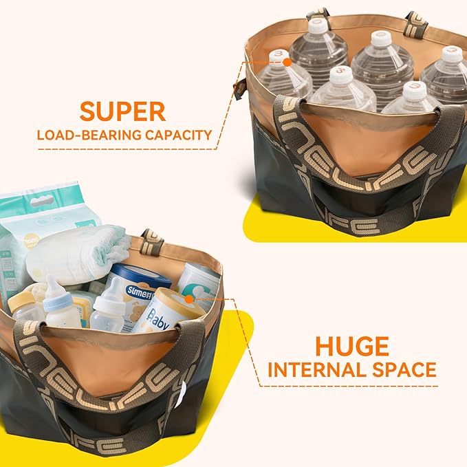Extra Large Tote Bag Foldable Waterproof Summer Beach Bag for Women Men, Dual Handles, for Swim Gym Camping Shopping