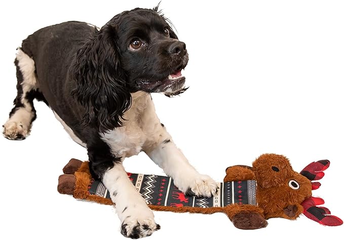 Lazy One Moose Squeaky Dog Toy, Soft Crinkle Toy for Dogs, Durable Fabric for Small, Medium, and Large Breeds