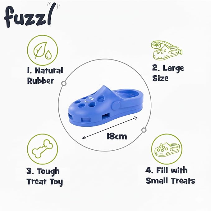 Shoe Dog Toy Puzzle Treat Toy – Natural Rubber Chew Toy – Durable, Interactive Enrichment Feeder – Eco-Friendly, Non-Toxic & Dishwasher Safe – Blue