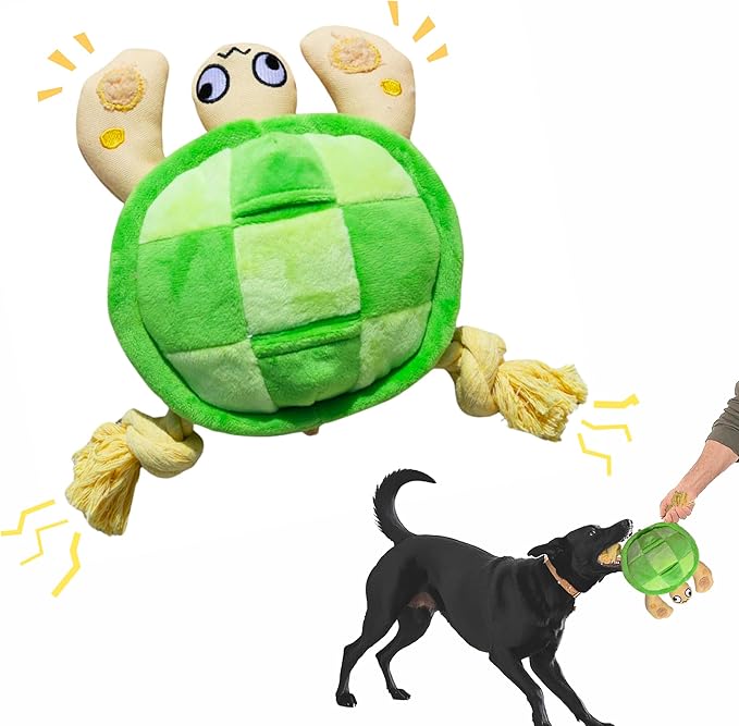 Interactive Dog Toys, Durable Chew Squeaky Tug of War Toys for Large Medium Small Dogs, Snuffle Puppy Toy for Teeth Cleaning, 2 in 1 Puzzle Toy, Birthday Gift -Turtle