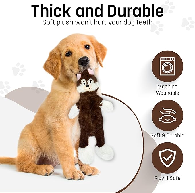 FGA MARKETPLACE Fox Flat NO Stuffing NO Squeak Plush Dog Toy, Funny Style Will Entertain Your Pet for Hours, Recommended for Small and Medium Dog 21 INCH Long