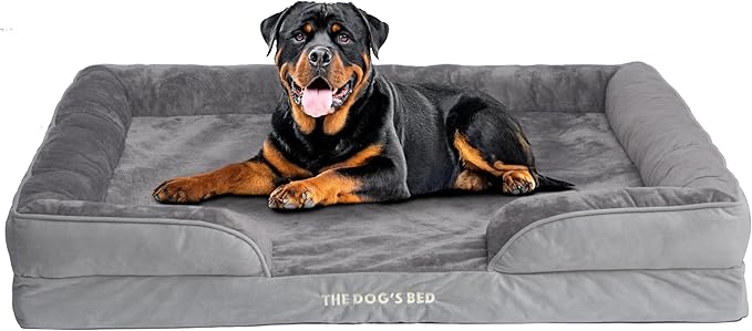 The Dog’s Bed, Orthopedic Standard Foam Waterproof Dog Bed with Standard Support, XXL Silver Grey Plush, Waterproof, Supportive Dog Bed with Replaceable Covers