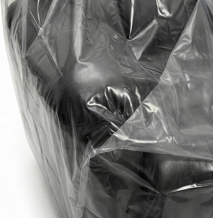 Wowfit Furniture Cover Dust-Proof Moving Bag for Chairs, Recliners & Boxes – Clear, Odorless Plastic - 4mil-Thick - 34W x 42D x 65/48H Inches