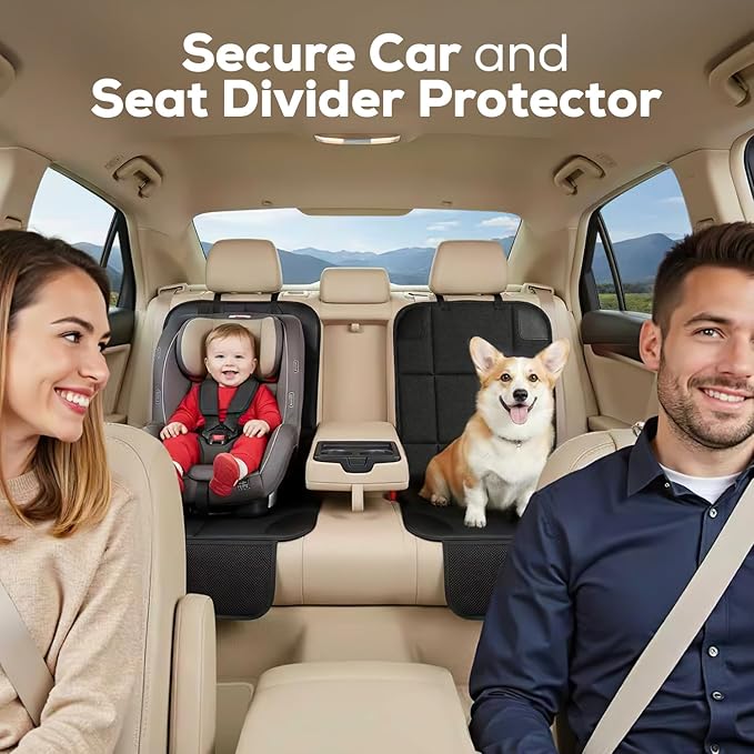 VLM Car Seat Protector for Child Baby Car Seat,600D Waterproof Car Seat Cover with Thick Padding, Non-Slip Backing and Mesh Storage Pockets