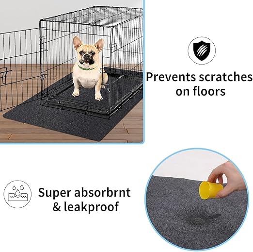 NYFITY Dog Playpen Mat Pads, Puppy Pads for Dogs Training, Whelping, Housebreaking, Incontinence, Kennel, Reusable, Absorbent, Waterproof, Non-Slip, Washable, 34" x 52", Black