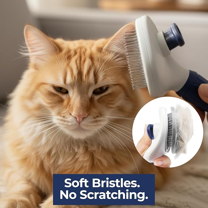 Brooklyn Pet Gear BPG Pet Grooming Tools for Dogs & Cats- Self-Cleaning Slicker Brush, Removes Loose Hair- Skin Safe Easy to Use Deshedding & Detangling Grooming Tool for All Coat Types