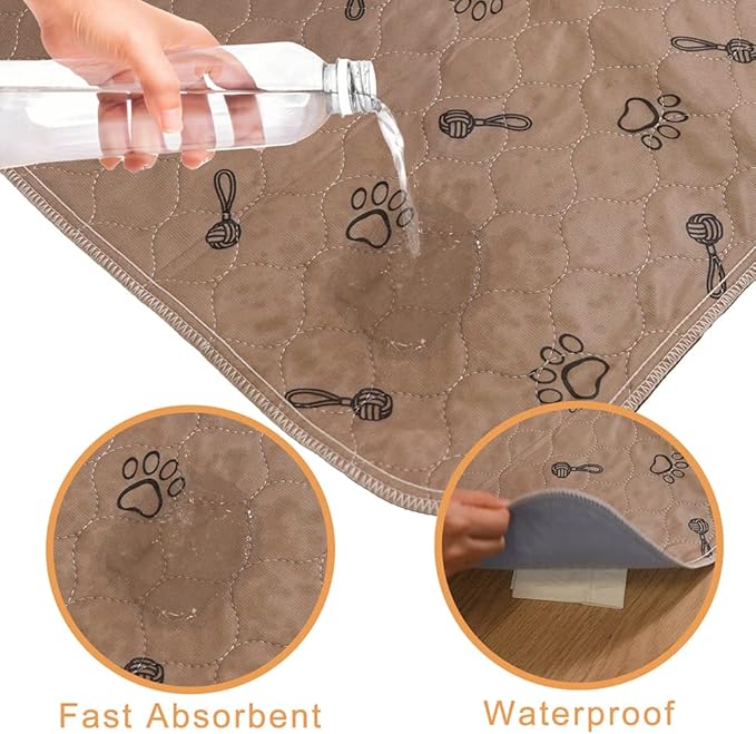 Peepeego 2Pack 36x36 Dog Pads Washable and Free Dog Comb, Reusable Puppy Pads with Fast Absorbent, Waterproof, Non Slip Incontinence Pads for Training, Whelping, for Playpen, Crate, Kennel