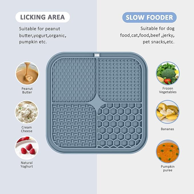 2 Pack Lick Mat for Dogs,Cats,Upgraded 8.5×8.5 inches Licking Mats with Suction Cups,Slow Feeder Licking Pad for Anxiety Relief and Boredom Reducer,Suitable for Dog Training Set 5
