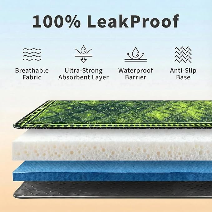 Dog Pee Pads Training Pads Upgrade Triple Thickness All-Purpose Super Absorbent & Leak-Proof, Quick Dry and Leak-Proof and Odor Control (Green/Multi, 24" x36"x2PCS)