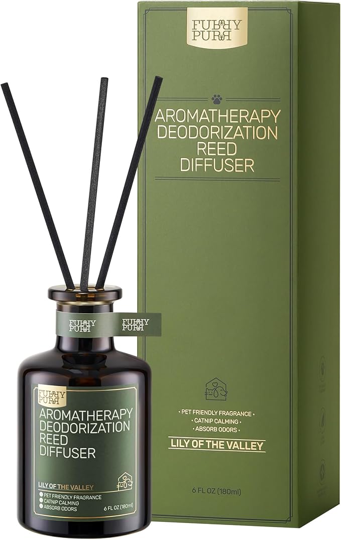 Reed Diffuser for Pet Odor Elimination, Lily of The Valley, Non-Toxic & Pet-Friendly Air Freshening, 6 Oz
