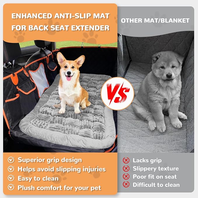 Backseat Pet Bed Mat, Fit for Backseat Extenders,Plaid Dog Bed for Car Back Seat,Non-Slip Travel Pet Pad for Car, SUV, Truck, Couch Cover, Washable Backseat Cushion(Gray,24.8" x 54")