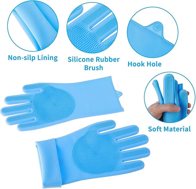 4-in-1 Dog Bath Towel & Grooming Kit, 30 × 12.6 in Ultra Absorbent Microfiber Dog Bath Towel with Hand Pockets, Silicone Bath Gloves, Finger Toothbrush, and Handheld Deshedding Brush for Dogs & Cats