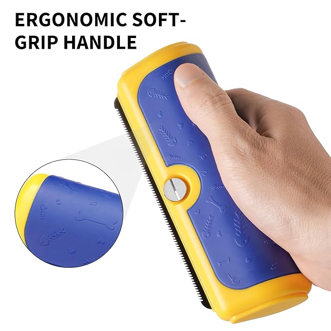 Dog Deshedding Brush – Wide Shallow Comb for Loose Hair – Gentle Grooming for Dogs & Cats – Blue & Yellow