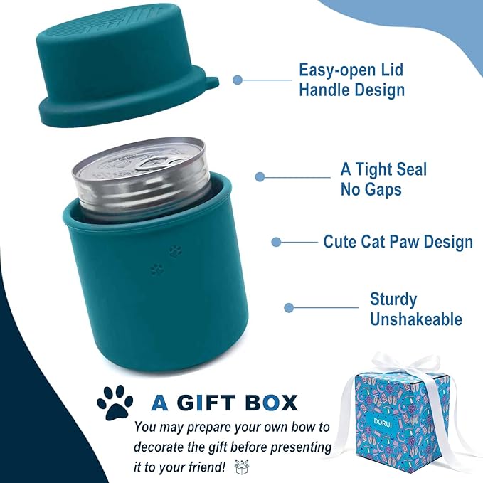 Original Canned Dog Food Storage Container | Silicone Can Cover Pet Food Sealer | BPA Free, Airtight, Dishwasher & Freezer Safe (Dark Blue)