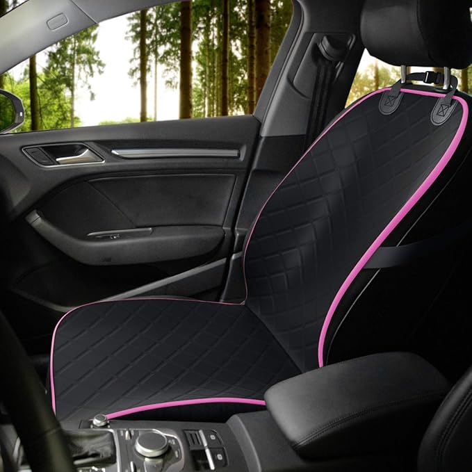 Active Pets Dog Car Seat Cover, Waterproof Front Seat Protector for SUV Truck Sedan, Pet Safety Travel Comfort System with Universal Fit, Pink