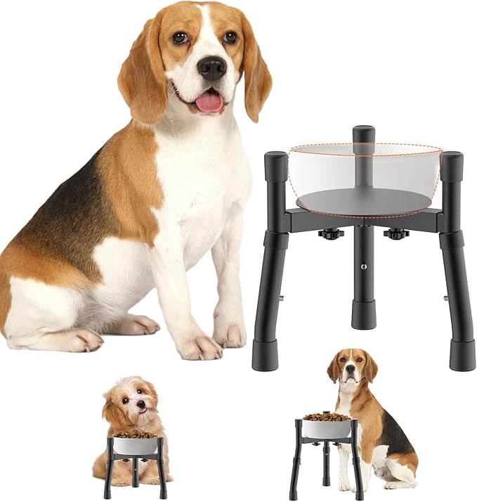 Elevated Dog Bowls Stand with Adjustable Height and Width [Stand Only], Raised Dog Bowl Stand, Elevated Pet Water & Food Feeder for Small&Medium Dogs, Adjustable Wide 6.3"-10.2", 2 Height Adjustment