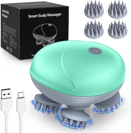 Upgraded Handheld Pet Massager, Electric Scalp Massager, Head and Back Scratcher for Relieving Tight Stiffness Muscles, Promote Bonding, Green