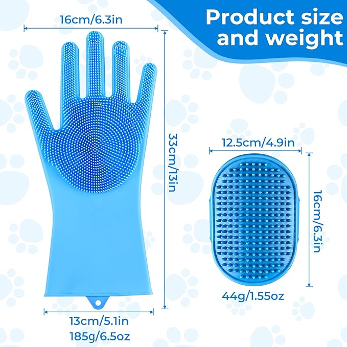 IDQQUQQ 2PCS Dog Washing Gloves and Dog Bath Brush, 2-in-1 pet Shower Set | Suitable for Dogs, Cats, Bath Massage, and pet Grooming