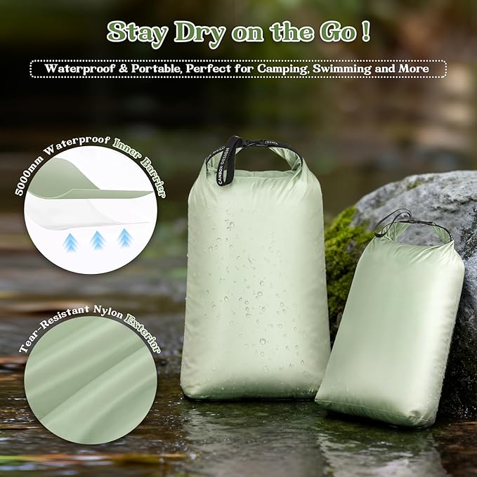 Travel Laundry Bags, 2 Pcs Waterproof Dry Wet Bags, Dirty Clothes Organizer with Handles, Collapsible Storage Bag for Workout Swimsuit Diaper Yoga Beach Bathing Camping