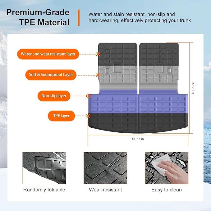 powoq 6&7 Seats Cargo Mat Compatible with 2020-2026 Ford Explorer Trunk Mat Cargo Liner Back Seat Protector TPE Replacement for 2020-2025 2026 Ford Explorer Accessories (Trunk Mat with Backrest Mats)