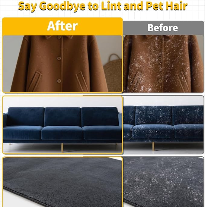 NTurabov Pet Hair Removal Glove for Cats and Dogs,Premium Upgraded Reusable Electrostatic Pet Hair Gloves, Brush Pet Hair Remover Tool for Clothing, Laundry, Couch, Carpet, Car Seat