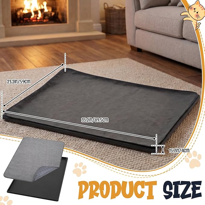 Weysat 1 Set Replacement Dog Crate Tray with Mat, 35.04" x 23.23" Under Crate Floor Protector, Kennel Pan and Reusable Waterproof Dog Pads Set for Chicken Poop Cat Bird Pet Bottom Liner