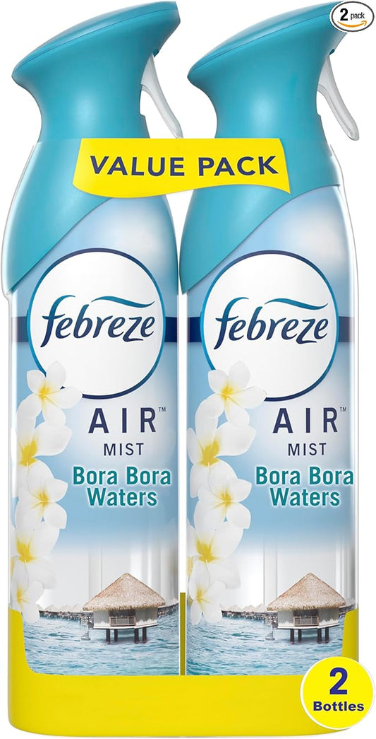 Febreze Air Mist Air Freshener Spray, Odor-Fighting Room Spray, Air Fresheners for Home and Bathroom and Kitchen, Aerosol Can, Bora Bora Waters Scent, 8.8oz, 2 Count