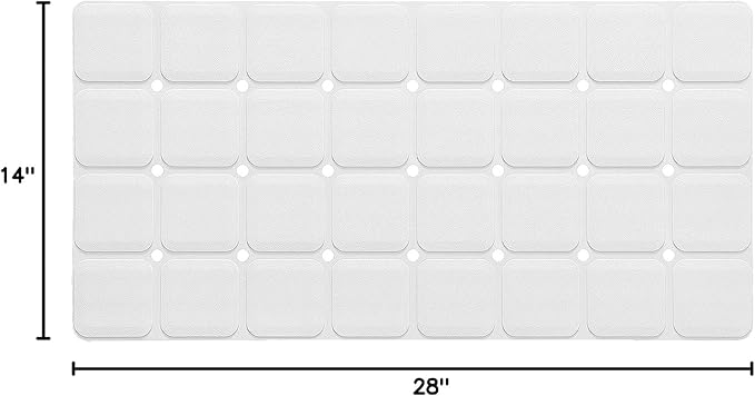 Webos Silicone Bath Mat with Suction Cups – Non-Slip Foldable Bathtub & Shower Mat, Durable & Quick-Dry Safety Tub Mat with Large Drain Holes for Families 28"x 14" White