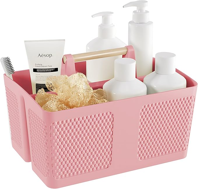 Xuhdukc Shower Caddy Portable and Cleaning Caddy Organizer for Bathroom, Kitchen, Toiletries Storage ，Caddy organizer with handle, Rust-Resistant, Durable Material (Pink, 9.36" L×7.73" W×7.24" H)