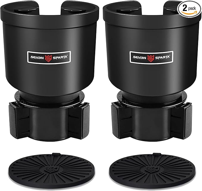 Upgraded Car Cup Holder Expander Adapter with Offset Adjustable Base, Compatible with Yeti 14/24/36/46oz Ramblers, Hydro Flasks 32/40oz, Other Large Bottles Mugs in 3.5"-4.0", 2 Pack