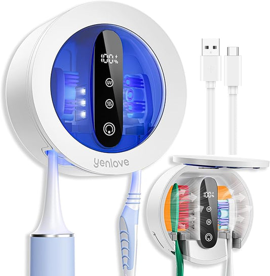 Toothbrush Holders for Bathroom, Wall-Mounted Toothbrush Holder, Smart Toothbrush Cleaner with LED Screen and Drying, Electric Tooth Brush Holder Fits Most Size Toothbrushes for Home & Travel