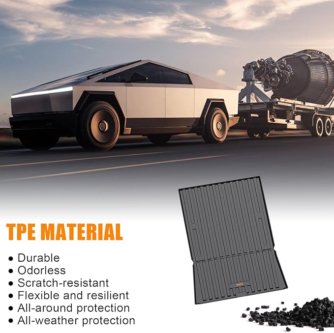 Truck Bed Mat Compatible with Cybertruck 2025 2024 Bed Mat TPE Heavy Duty Cargo Liner All Weather Protection Bed Liner Cargo Liner Accessories