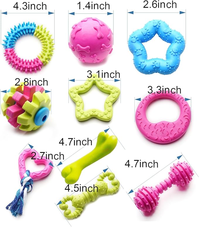 SZKOKUHO Small Dogs Puppy Chew Toys 17Pack Cute Variety Shape Multi Colors Designs to Bite Anytime Enjoy Teething Toys Training Supplies