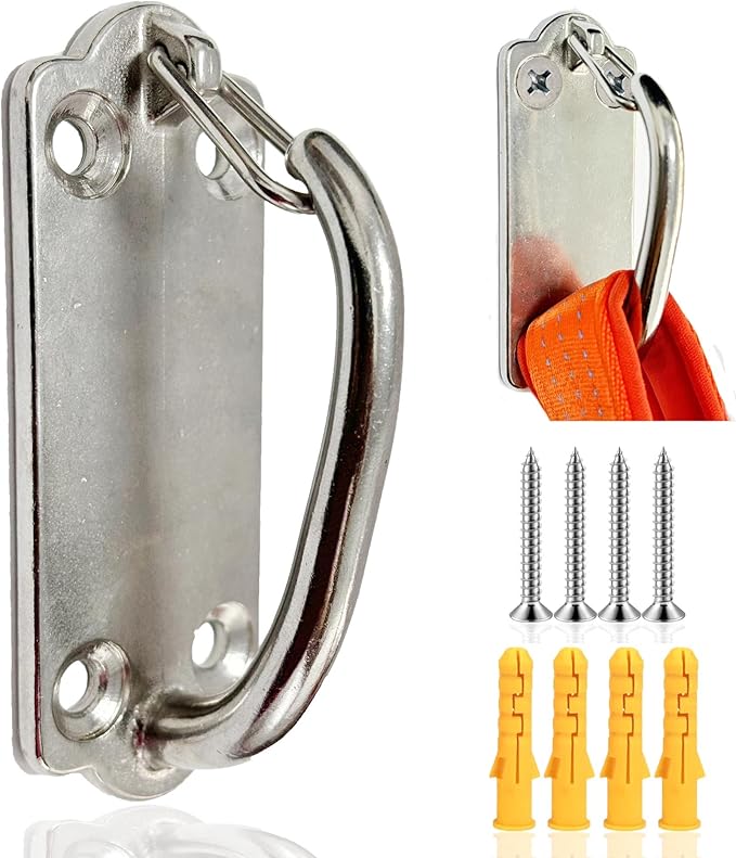 X-TECOKIT Heavy Duty Stainless Steel Dog Leash Wall Hook,Ultra-Secure Tie Out Anchor for Yard&Home,Anti-Escape Dog Chain Parking Hook,Rust-Proof&Easy to Install