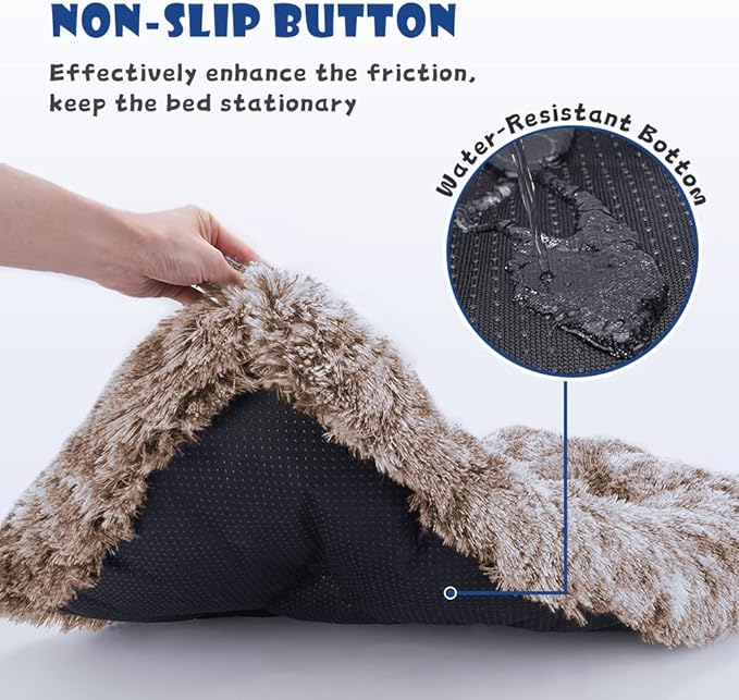 ULIGOTA Dog Bed Crate Pad Plush Soft Dog Crate Bed for Small Medium Large Dogs and Cats Washable Anti-Slip Kennel Crate Mats for Sleeping and Anti AnxietyS