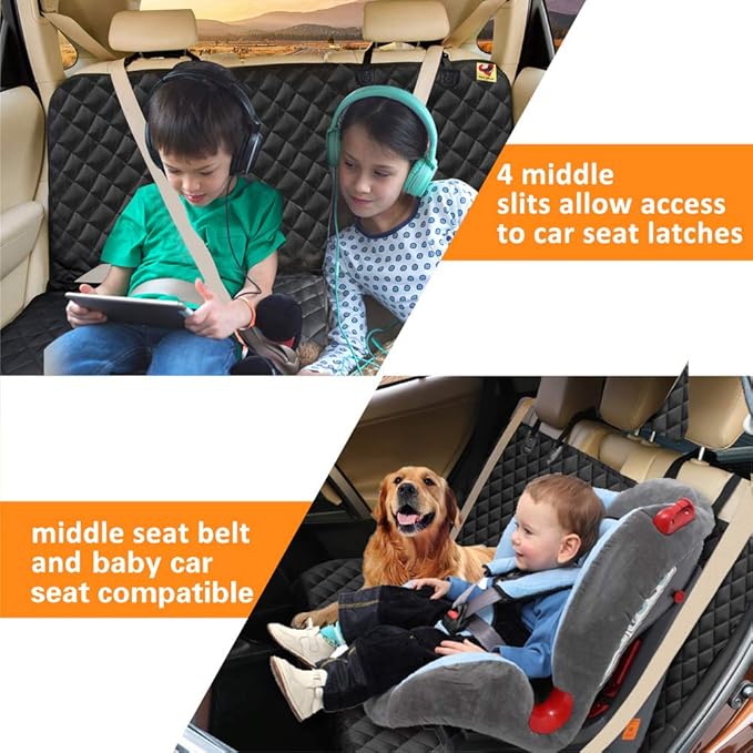 Dog Back Seat Cover Protector, Waterproof Dog Car Seat Covers, Nonslip Backseat Protection for Dogs and Kids, Compatible Pet Car Seat Cover for Cars & Midsize SUVs