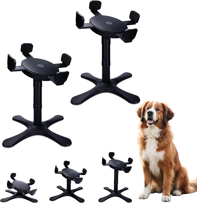 Elevated Adjustable Dog Bowl Feeding Stand, 3 Heights and Tiled Ajudst, Compatible with Moost Feeding Bowls, Great for Medium Large Dogs (2 Pack-C)